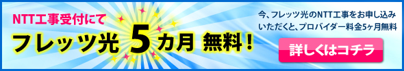 NTT工事受付にてフレッツ光5ヶ月無料!