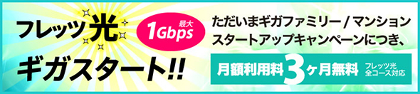 フレッツ光3ヶ月無料!